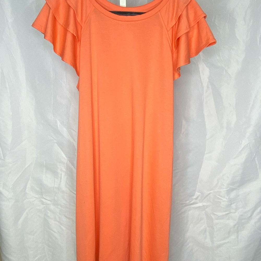 Elegant Orange Ruffle Sleeve Dress
